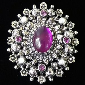 VINTAGE Sarah Cov Amethyst Rhinestone Faux Pearl
